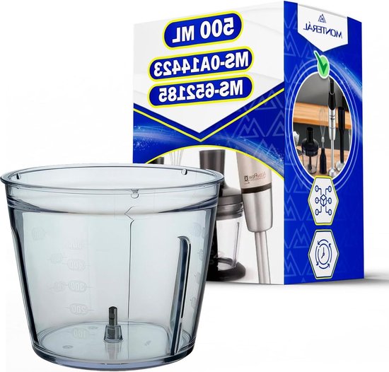 Kom voor staafmixer - Accessoire bak - Ingrediënten mengen - Foodsafe kunststof - 500 ml inhoud - Transparant