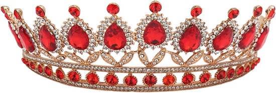 Koninklijke Rode Kristallen Tiara voor Vrouwen, Luxe Haaraccessoire voor Bruiden, Feestjes en Kostuums, Opvallend en Elegant van Merkloos