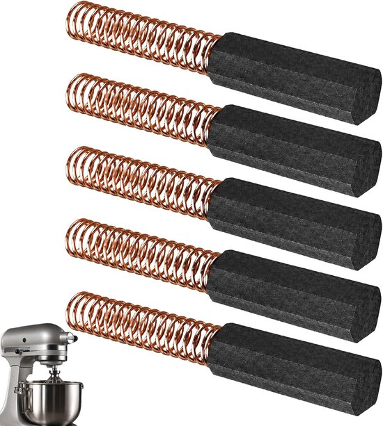Koolborstels voor motor van keukenmachine - 5 stuks - slijtvast materiaal - herstel motorwerking - ShopVlot