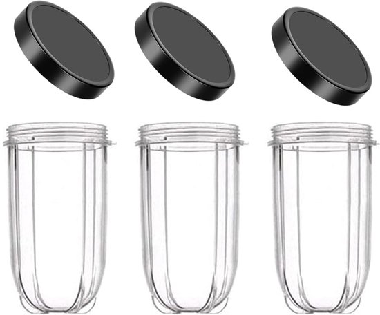 Kop voor Magic Bullet 250w, 3 stuks 16OZ Vervangende Onderdeel Kop Mok met Deksel Compatibel met Magic Bullet 250W Blender Juicer