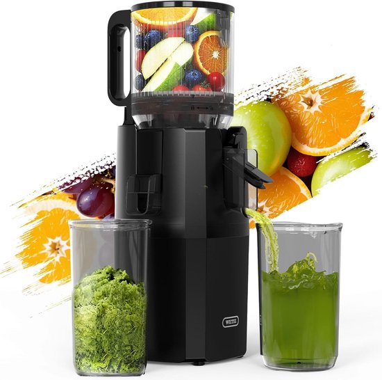 Koudpers Sapcentrifuge - Slowjuicer Sapmachine - Gezond Sap Maken - XXL Voerbuis - 1.4 Liter - Zwart