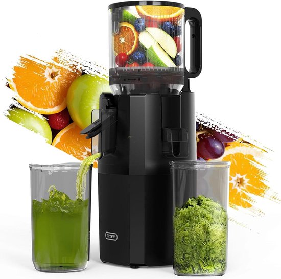 Koudpers Sapcentrifuge - Slowjuicer Sapmachine - Gezond Sap Maken - XXL Voergoot - 250 Watt - Zwart