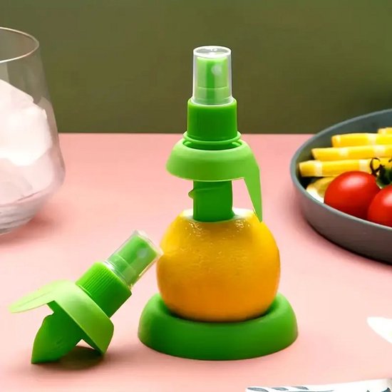 K&R Ventures® Citrusspuit – 3 Stuks Citroenspuit & Limoenspuit met Onderzetter – Voor Salades, Zeevruchten & Dranken – Groen Keukengereedschap van Merkloos