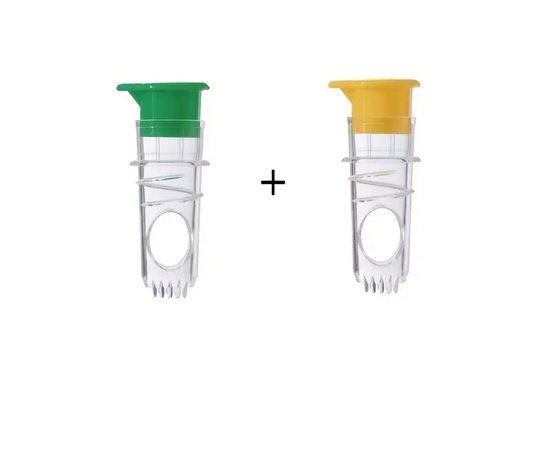 K&R Ventures® Handmatige Citroenpers – 2 Stuks Citruspersen met Schroefdop & Deksel – Groen & Geel – Voor Cocktails, Drankjes & Keuken – Compact & Draagbaar van Merkloos