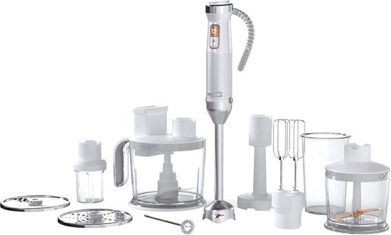 Krachtige 10-in-1 Staafmixer Set 1500W met Titanium QuadBlade - Traploos Instelbaar van Merkloos