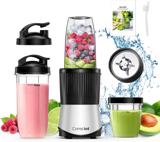 Krachtige 11-delige Blender voor Smoothies en Keuken - Inclusief 3 To-Go Bekers van Merkloos