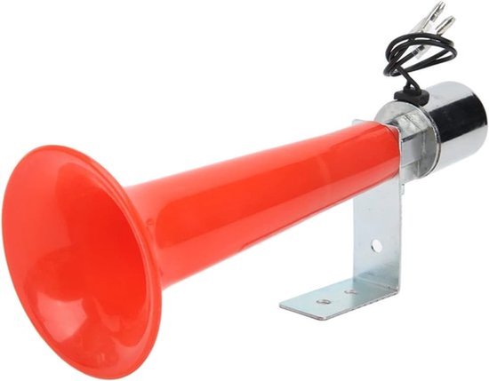 Krachtige 180 dB Luchtfluit voor Auto's, Vrachtwagens en Motorfietsen - Universeel 12V/24V, 220 mm, Felrode Signaalhoorn