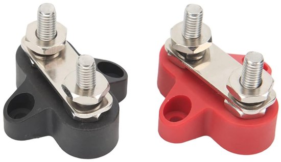 Krachtige 2 Post Power Distribution Block met M6 Dual Stud en 4 Schroeven, Max DC 48V en 80 Amp, Ideaal voor 12V tot 48V Bus Bar Terminal Block voor Truck, RV en Boot