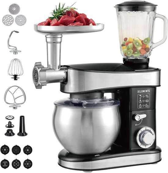 Krachtige 3-in-1 Keukenmachine met 2000W, Kneedmachine, Vleesmolen en Mixer van Merkloos