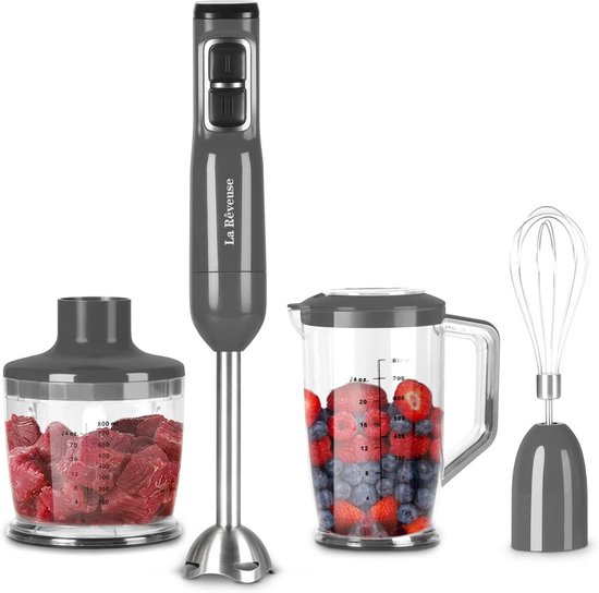 Krachtige 3-in-1 Staafmixer Set met Hakmolen en Mixbeker 300W van Tristar