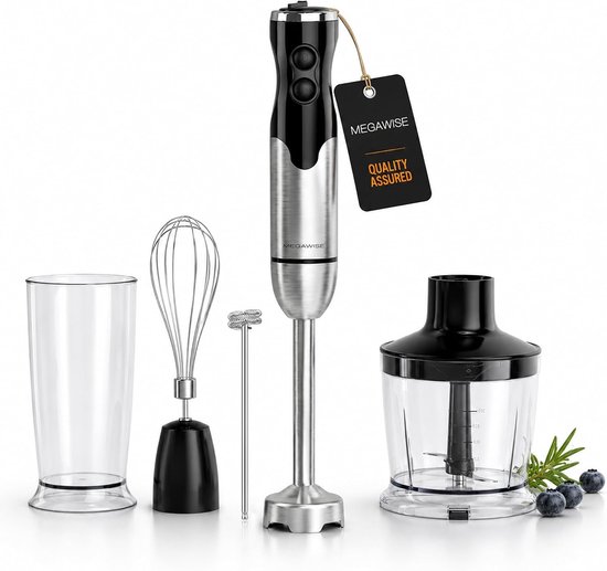 Krachtige 5-in-1 Staafmixer - Zwart - 12 Snelheden - Titanium Messen - Voor Koken en Bakken