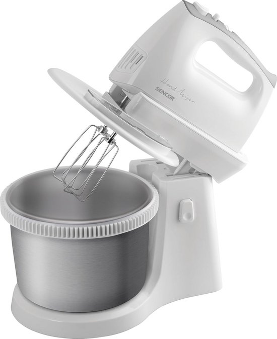 Krachtige 500W Handmixer met Automatische Draaiende Kom (2.5L) - Inclusief Gardes en Kneedhaken van Merkloos