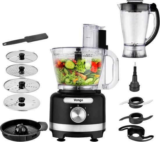 Krachtige 8-in-1 Keukenmachine met Blender en Diverse Accessoires van Merkloos