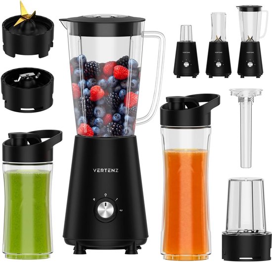 Krachtige 800W Blender met Koffiemolen en 2 To-Go Drinkflessen (1000ml Kan) van Merkloos