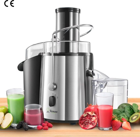 Krachtige 850 W Juicer voor Groenten en Fruit met 2 Snelheden - Centrifugale Juicer met Brede Opening (75 mm) en Antislip Basis voor Versgeperst Sap van Aigostar