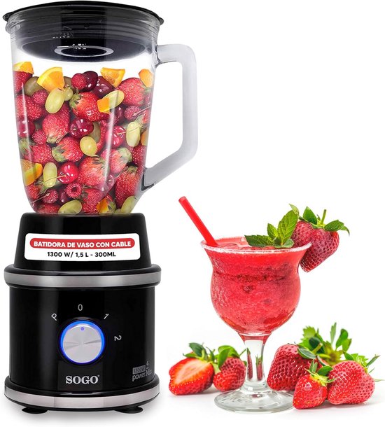 Krachtige Blender en Hakmolen met 1300W en Glazen Kannen van Merkloos