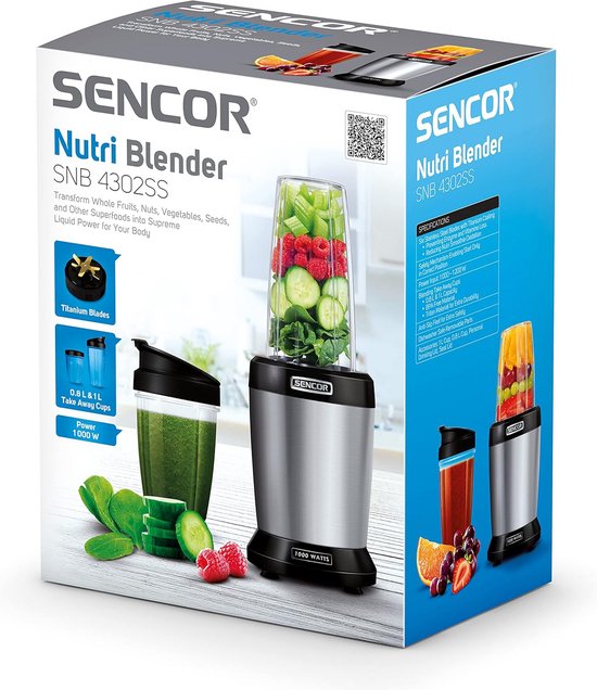 Krachtige Blender Keukenmixer voor Smoothies en Soepen - 2 BPA-vrije Bekerhouders van Merkloos