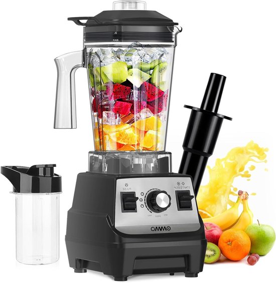 Krachtige Blender - Mixer Keuken - Gezonde Drankjes Maken - 6 RVS Messen - 1.8L Kan - Zwart