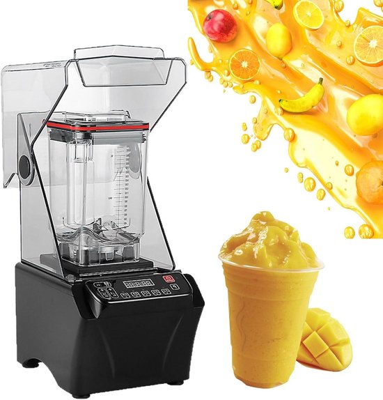 Krachtige Blender - Smoothie Maker - Dranken Maken - Geluidsdempende Behuizing - 2000 ml - Zwart