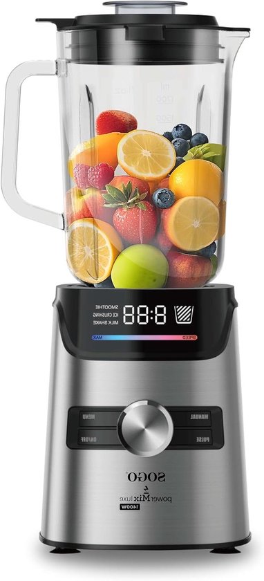 Krachtige Blender - Smoothie Maker - Gezonde Dranken Maken - IJsmalen Zonder Moeite - 1.8 liter kan - Zilver