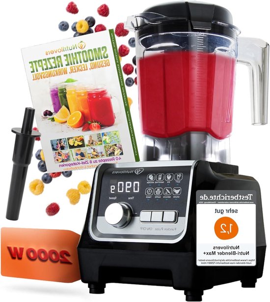 Krachtige Blender - Smoothie Maker - Gezonde Drankjes Maken - 2000 Watt Vermogen - 2 Liter Tritan - Zwart