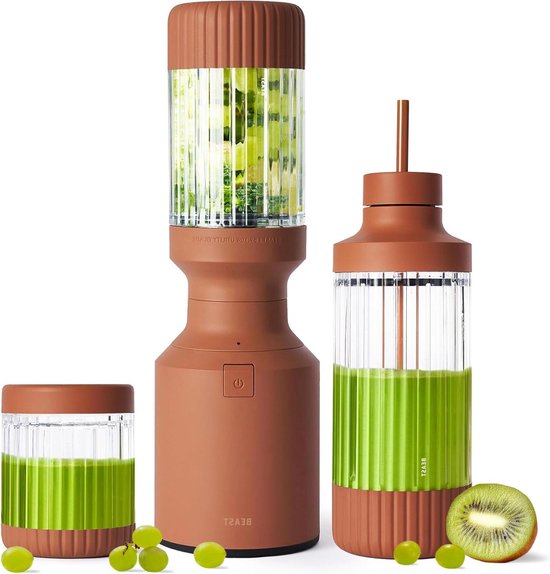 Krachtige Blender - Smoothie Maker - Gezonde Drankjes Maken - Automatische Blendcyclus - 3 Bekers 785ml - Terracotta