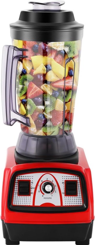 Krachtige Blender - Smoothie Maker Mixer - Gezonde Dranken Maken - 2200W Motor 9 Snelheden - 4 Liter - Rood