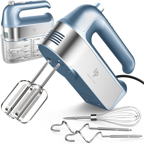 Krachtige Elektrische Handmixer met Kom en 5 Accessoires - 450W voor Beslag en Room