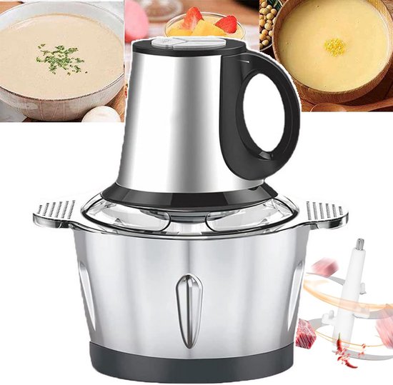 Krachtige Elektrische Keukenmachine 3L - Vleesmolen, Hakmolen & Mixer met 2 Snelheden van TurboTronic