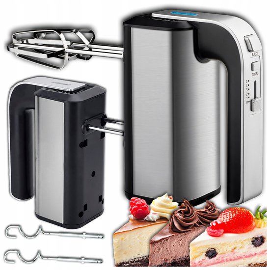 Krachtige Handmixer 300W met Turbo & 5 Snelheden - Roestvrij Staal
