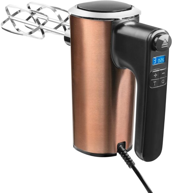 Krachtige handmixer met 6 standen - turbo-functie en LCD-display - roerapparaat incl. 2 gardes & 2 kneedhaken - lichtgewicht van 1 kg van Merkloos