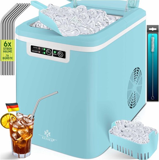 Krachtige IJsblokjesmachine met RVS, 2,2L Tank en LED-Display - Maakt IJs in 7 Minuten van Merkloos