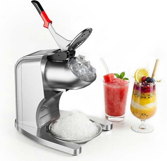 Krachtige ijsbreker van 350 W voor in de keuken en aan de bar – 4 roestvrijstalen messen – 2 l-bak – 113 kg/u – instelbare textuur – compact en veilig – voor granita’s, cocktails en desserts – voldoet aan de EU-norm – zilverkleurig