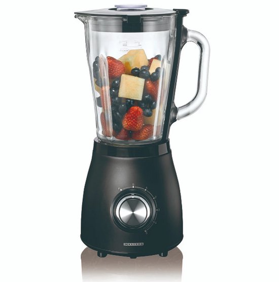Krachtige Keukenblender – 1,5 Liter Inhoud – 2 Snelheden – RVS Messen – Inclusief Maatbeker – Zwart