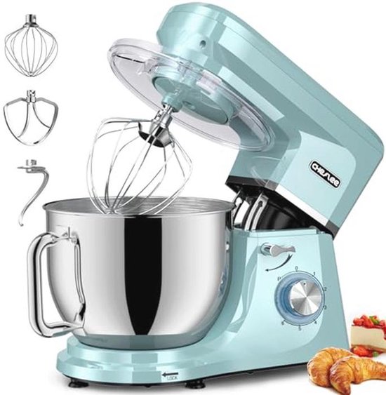 Krachtige Keukenmachine 2000 W met Kneed- en Roerfunctie, 6 Snelheden, Geluidsarm en RVS Kom van 7,2 l van Merkloos