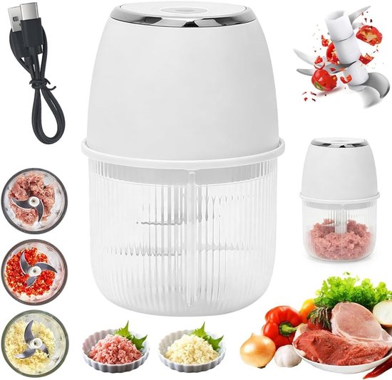 Krachtige Mini Hakker 350ml voor Groenten, Uien, Noten en Vlees - Ideaal voor Babyvoeding en Snelle Maaltijden