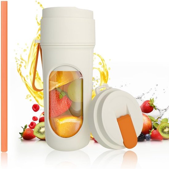 Krachtige Mini Smoothie Blender 450 ml - Draagbare Blender voor Smoothies, USB Oplaadbaar, Ideaal voor Thuis, Sport en Kantoor, BPA-vrij en Compact Ontwerp van Merkloos
