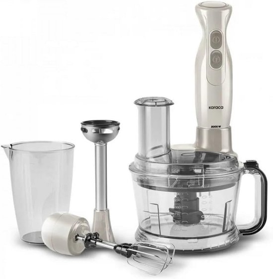 Krachtige Multifunctionele Keukenmachine 2000W Beige Latte - Inclusief Mengbeker en Container van Merkloos