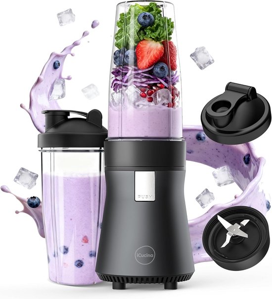 Krachtige Persoonlijke Blender 500W: Smoothie Maker met 2 To-Go Bekers voor Shakes en Sappen van Merkloos