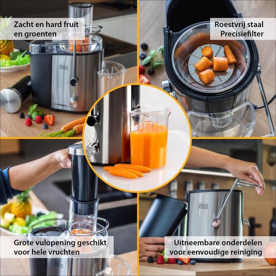 Krachtige Sapcentrifuge 800W met XXL Invoerschacht en 2 Snelheden - Eenvoudig Reinigen van Aigostar