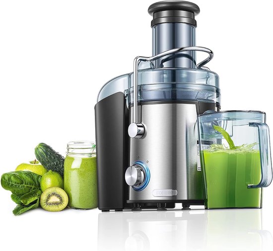 Krachtige sapcentrifuge voor groenten en fruit met 800 W - Elektrische citruspers met 2 snelheden, grote vulopening en eenvoudig schoon te maken ontwerp