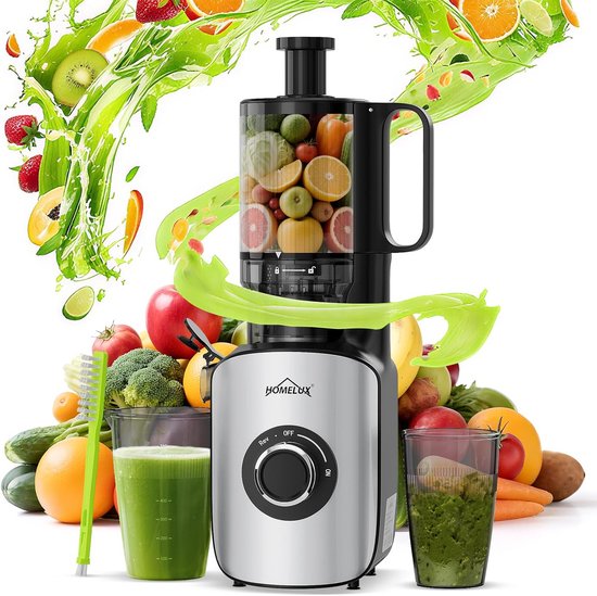 Krachtige Slowjuicer met Grote Vulschacht voor Hele Groenten en Fruit, 220W, BPA-vrij van Merkloos