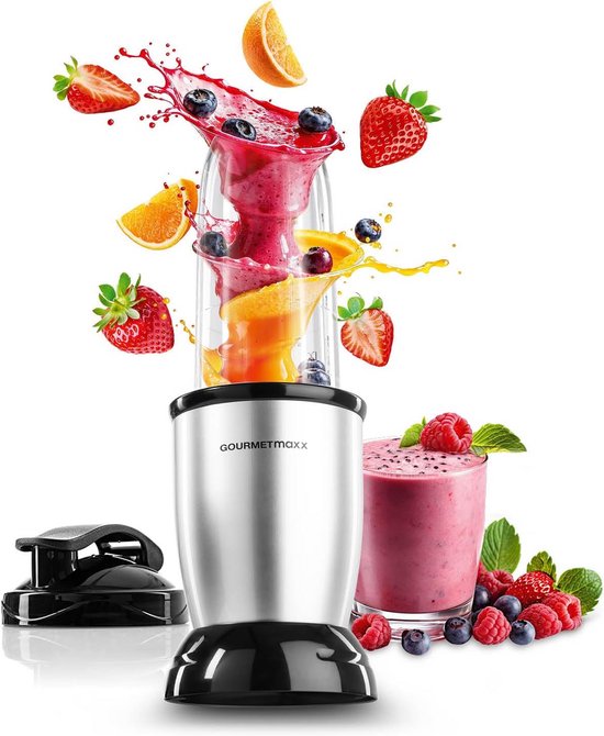 Krachtige Smoothie Blender met 4 Bekers (700ml) en To-Go Deksel | 500W Mixer voor Shakes, Dips & Cocktails van Merkloos
