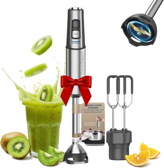 Krachtige Staafmixer 1100W met 15 Snelheden en Turbo - RVS Blender met Garde Accessoires van Merkloos
