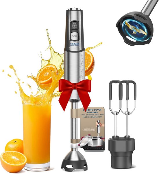 Krachtige Staafmixer 1100W met Garde – RVS Behuizing & 15 Snelheden van Merkloos