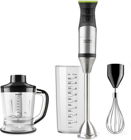 Krachtige Staafmixer 1500W met 20 Snelheden, Turbo en XL Accessoireset van Merkloos