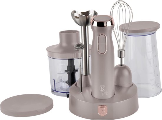 Krachtige Staafmixer Set met 6 Accessoires Taupe Kleur van Merkloos
