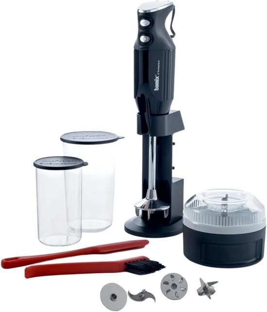 Krachtige Staafmixer Set met Processor en 4 Opzetstukken - 350W - Zwart/Chroom van MOA