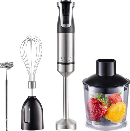 Krachtige Staafmixerset 1800W met Hakmolen, Garde en Melkopschuimer van Merkloos