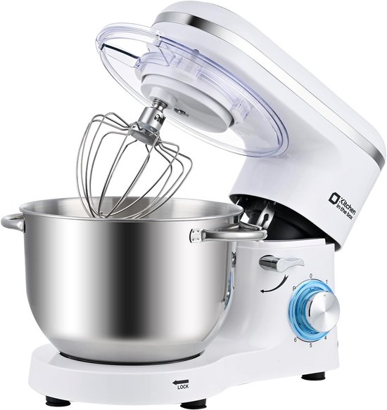 Krachtige Staande Mixer Keukenmachine 6,2 L met Planetaire Mengtechniek en Accessoires (Wit) van Merkloos
